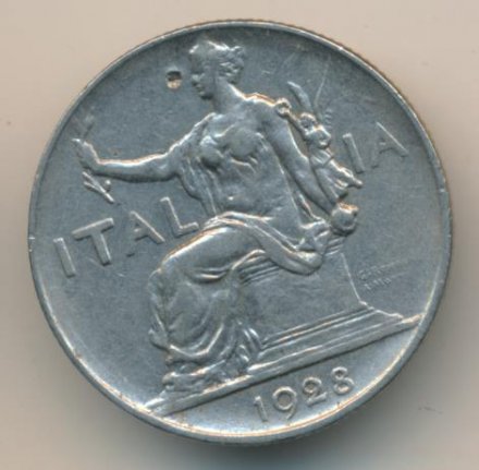 Италия 1 лира 1928 год