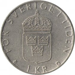 Швеция 1 крона 1991 год - Король Карл XVI Густав
