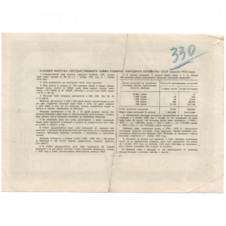 Облигация 10 рублей 1953 год Государственный заем народного хозяйства СССР VF