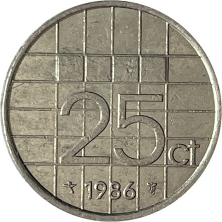 Нидерланды 25 центов 1986 год