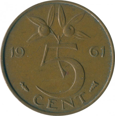 Нидерланды 5 центов 1961 год - Королева Юлиана
