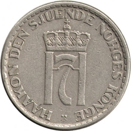 Норвегия 1 крона 1957 год - Король Хокон VII