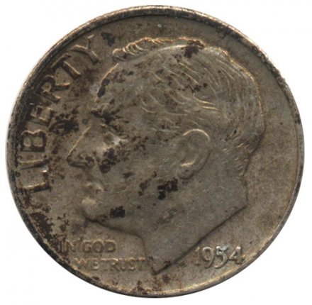США 1 дайм (10 центов) 1954 год - Рузвельт (D)
