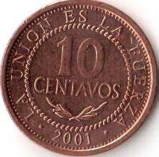 Боливия 10 сентаво 2001 год
