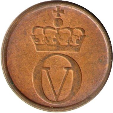 Норвегия 1 эре 1967 год - Король Улаф V. Белка