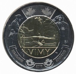 Канада 2 доллара 2017 год - 100 лет Битве при Вими