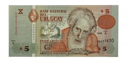 Уругвай 5 песо 1998 год - UNC