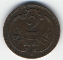 Австрия 2 геллера 1914 год