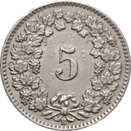 Швейцария 5 раппенов 1909 год