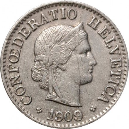 Швейцария 5 раппенов 1909 год