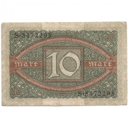 Веймарская республика 10 марок 1920 год - VF