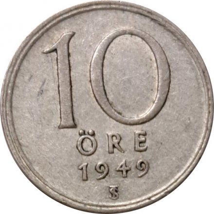 Швеция 10 эре 1949 год - Король Густав V