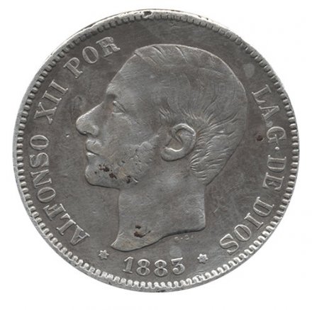 Испания 5 песет 1883 год