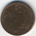 Турция 1 куруш 2011 год