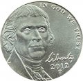 США 5 центов 2012 год - Томас Джефферсон (P)