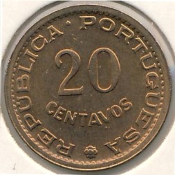 Монета Сан-Томе и Принсипи 20 сентаво 1971 год