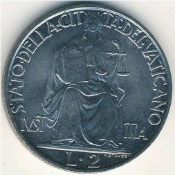 Ватикан 2 лиры 1942 год