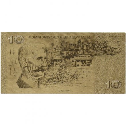Сувенирная банкнота Австралия 10 долларов 1974-1991 год (золотые) - UNC