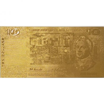 Сувенирная банкнота Австралия 10 долларов 1974-1991 год (золотые) - UNC