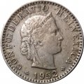 Швейцария 20 раппенов 1952 год