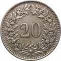 Швейцария 20 раппенов 1952 год