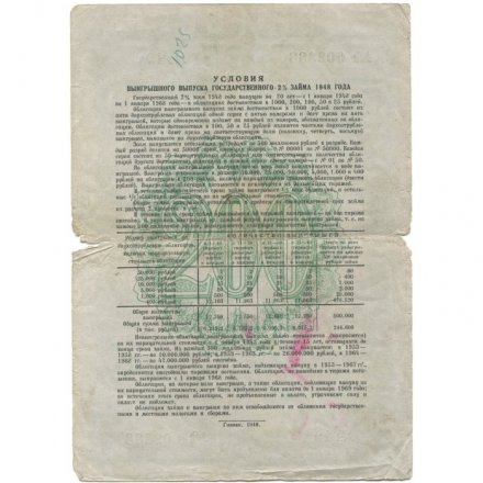 Облигация 200 рублей 1948 года - Государственный заем 2 % - VG