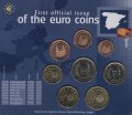 Набор из 8 евромонет Испании 2001 год (в запайке)