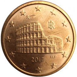 Италия 5 евроцентов 2017 год
