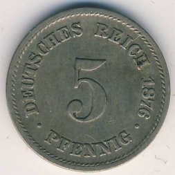 Германия 5 пфеннигов 1876 год (F)