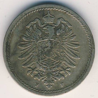 Германия 5 пфеннигов 1876 год (F)