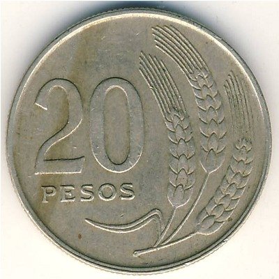 Уругвай 20 песо 1970 год