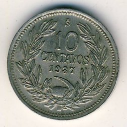 Чили 10 сентаво 1937 год