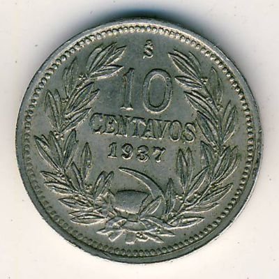 Чили 10 сентаво 1937 год