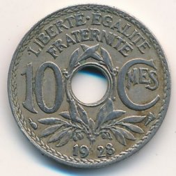 Франция 10 сантимов 1928 год