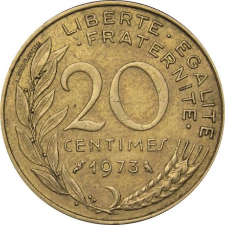 Франция 20 сантимов 1973 год