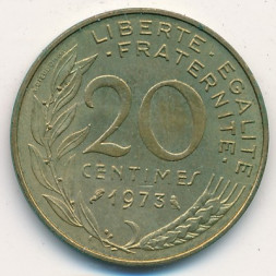 Франция 20 сантимов 1973 год