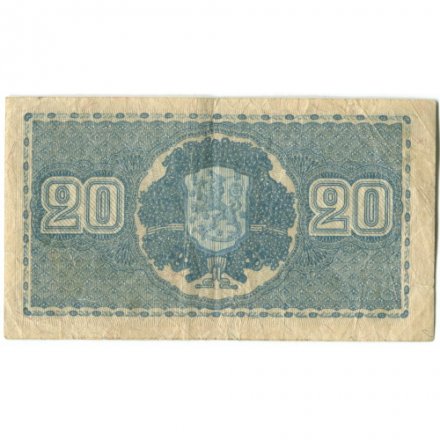 Финляндия 20 марок 1945 год - водяные знаки квадраты - Litt.В - F