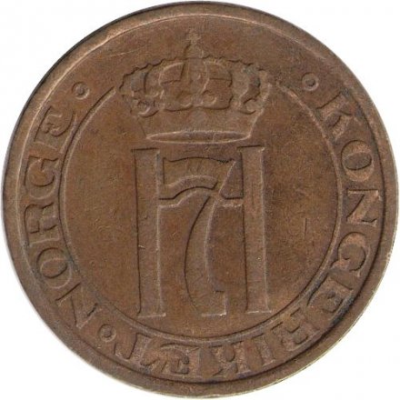 Норвегия 2 эре 1934 год - Король Хокон VII