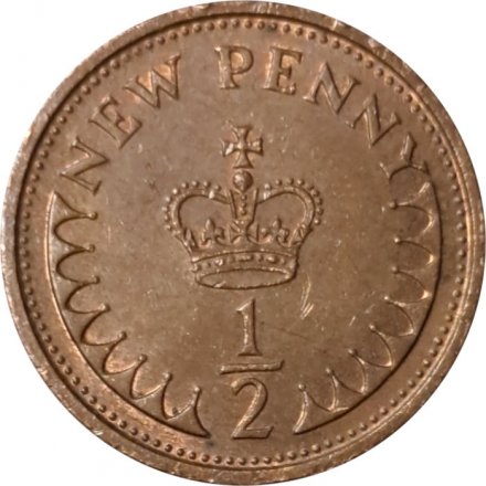 Великобритания 1/2 нового пенни 1978 год