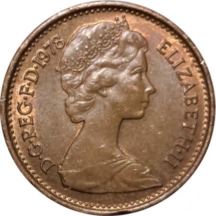 Великобритания 1/2 нового пенни 1978 год