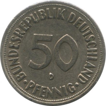 ФРГ 50 пфеннигов 1970 год (D)