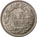 Швейцария 1/2 франка 1970 год