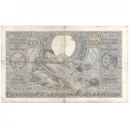 Бельгия 100 франков 1941 год - F+