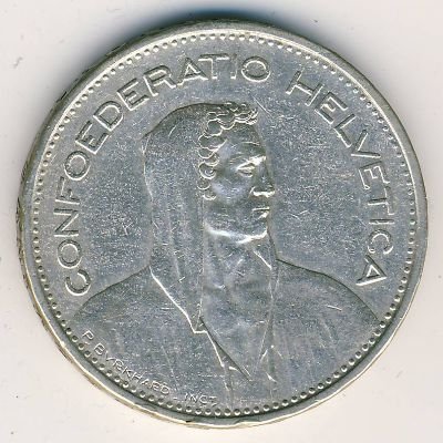 Швейцария 5 франков 1935 год