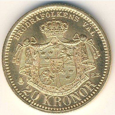 Швеция 20 крон 1898 год