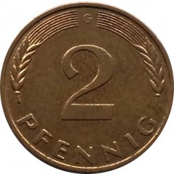 ФРГ 2 пфеннига 1992 год (G)