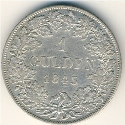 Монета Бавария 1 гульден 1843 год