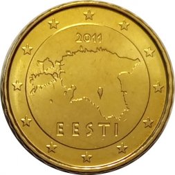 Эстония 10 евроцентов 2011 год - Контурная карта Эстонии UNC