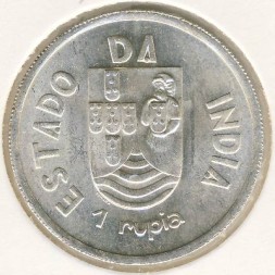 Монета Португальская Индия 1 рупия 1935 год