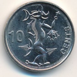Монета Соломоновы острова 10 центов 2012 год - Статуэтка бога моря Нгориеру